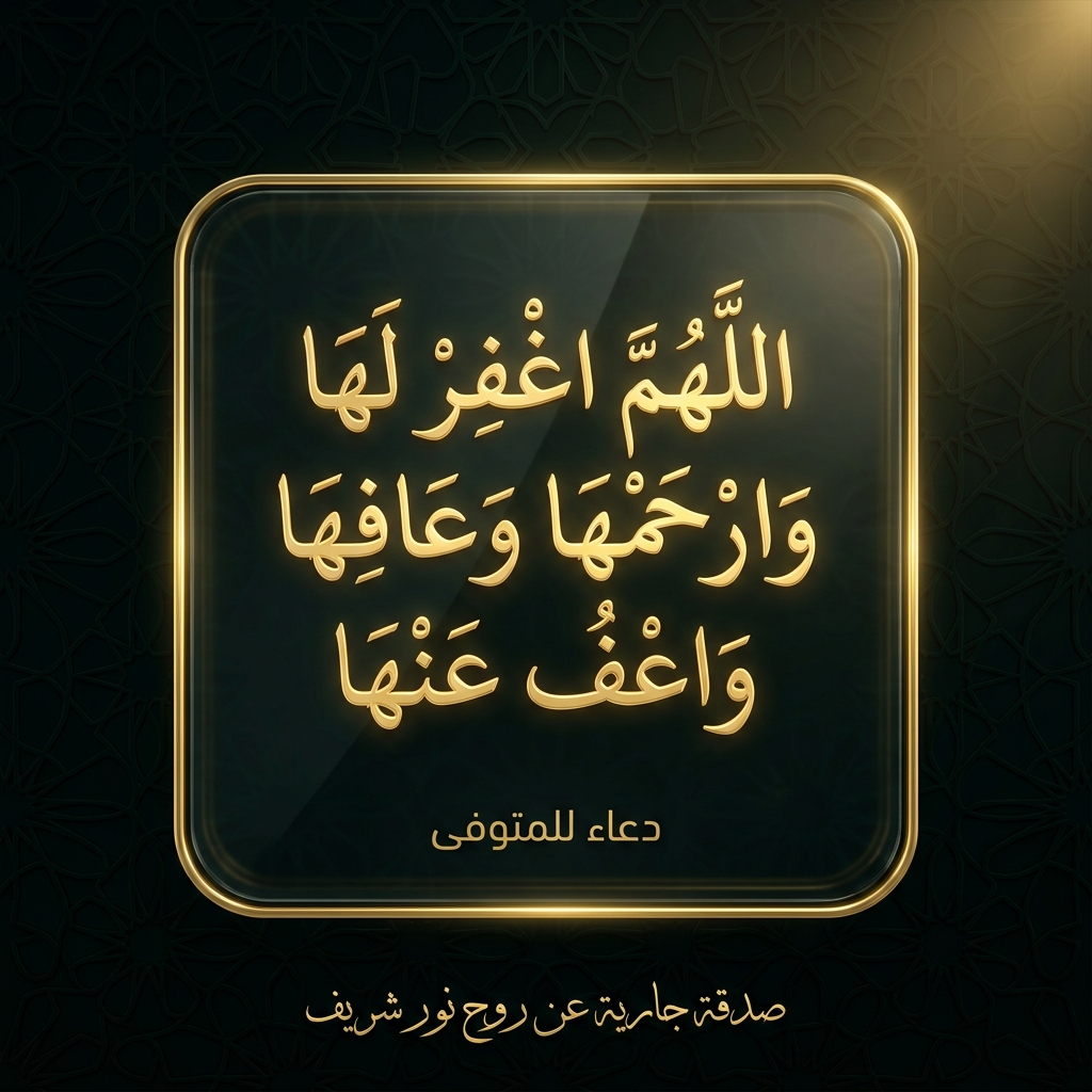 دعاء المغفرة والرحمة الواسعة • اللَّهُمَّ اغْفِرْ لَهَا وَارْحَمْهَا وَعَافِهَا وَاعْفُ عَنْهَا • صدقة جارية لنور شريف طرباي • المنصورة